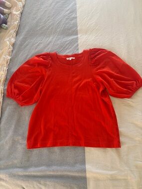 NWOT Madewell Red Puff Sleeve Knit Top